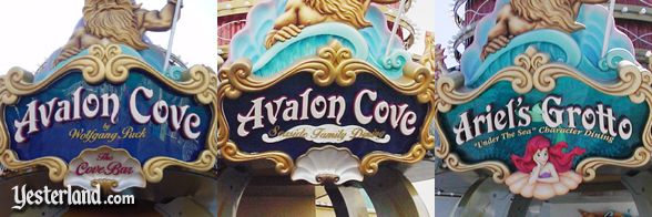 Montage of three Avalon Cove (Ariel's Grotto) signs