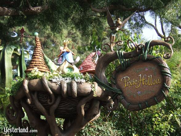 Pixie Hollow sign at former Tritons Garden, Disneyland: 2008, by Allen Huffman