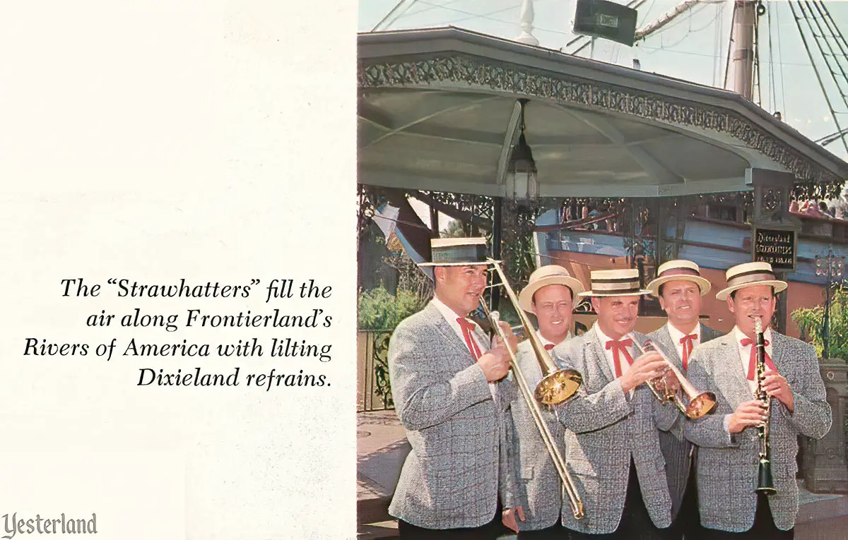The “Strawhatters” fill the air along Frontierland’s Rivers of America with lilting Dixieland refrains. (Disneyland)