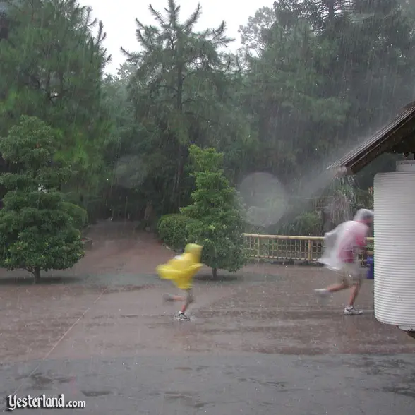 Running through rain at Epcot, 2003