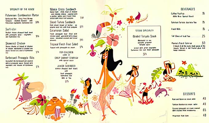 Tahitian Terrace Luncheon Menu at Yesterland