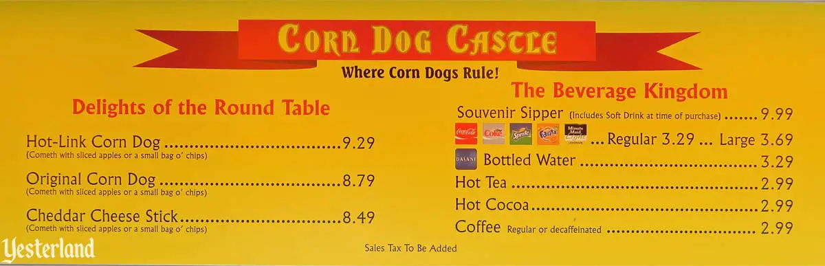 Corn Dog Castle menu board in 2017
