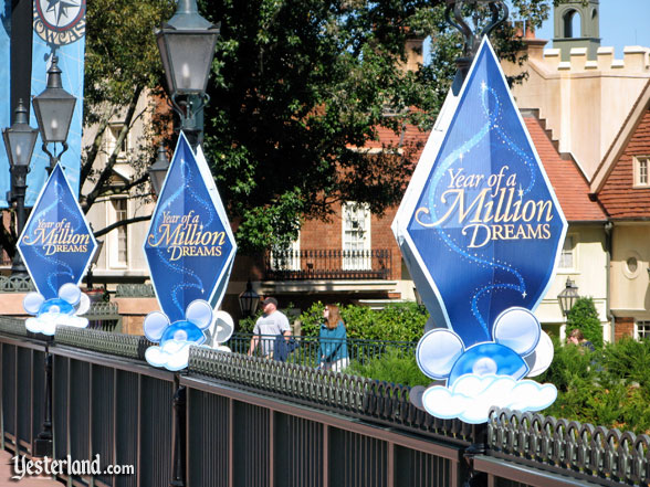 Banners for The Year of a Million Dreams at Epcots World Showcase