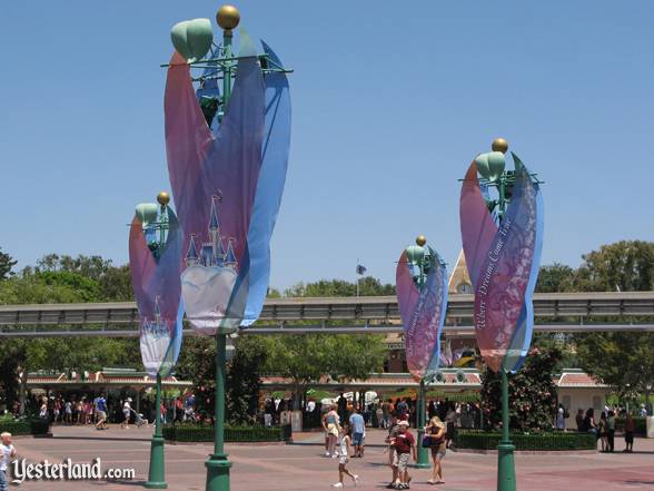 The Disneyland Resort Esplanade, festooned with banners
