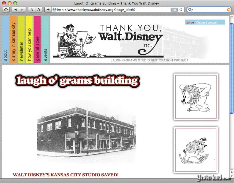 screen capture of the Thank You Walt Disney Inc. website