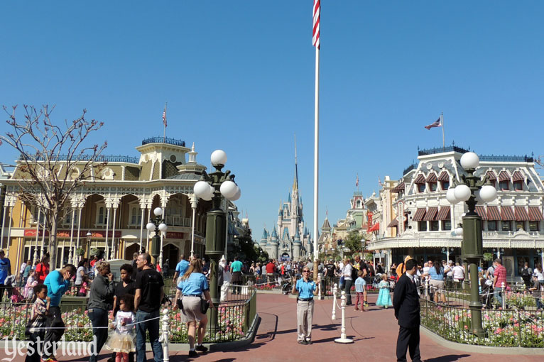 Looking up Main Street, U.S.A., Magic Kingdom, 2016