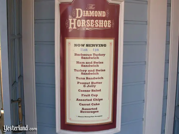 Diamond Horseshoe menu