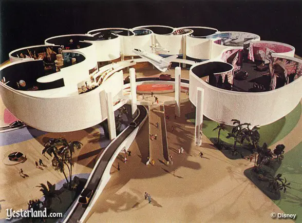 Transportation Pavilion concept from the 1977 Annual Report of Walt Disney Productions