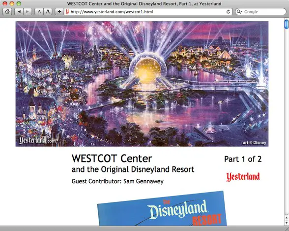 WESTCOT article for Yesterland by Sam Gennawey