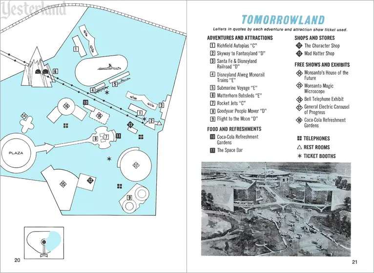 Tomorowland map from a 1967 Disneyland Guide Book