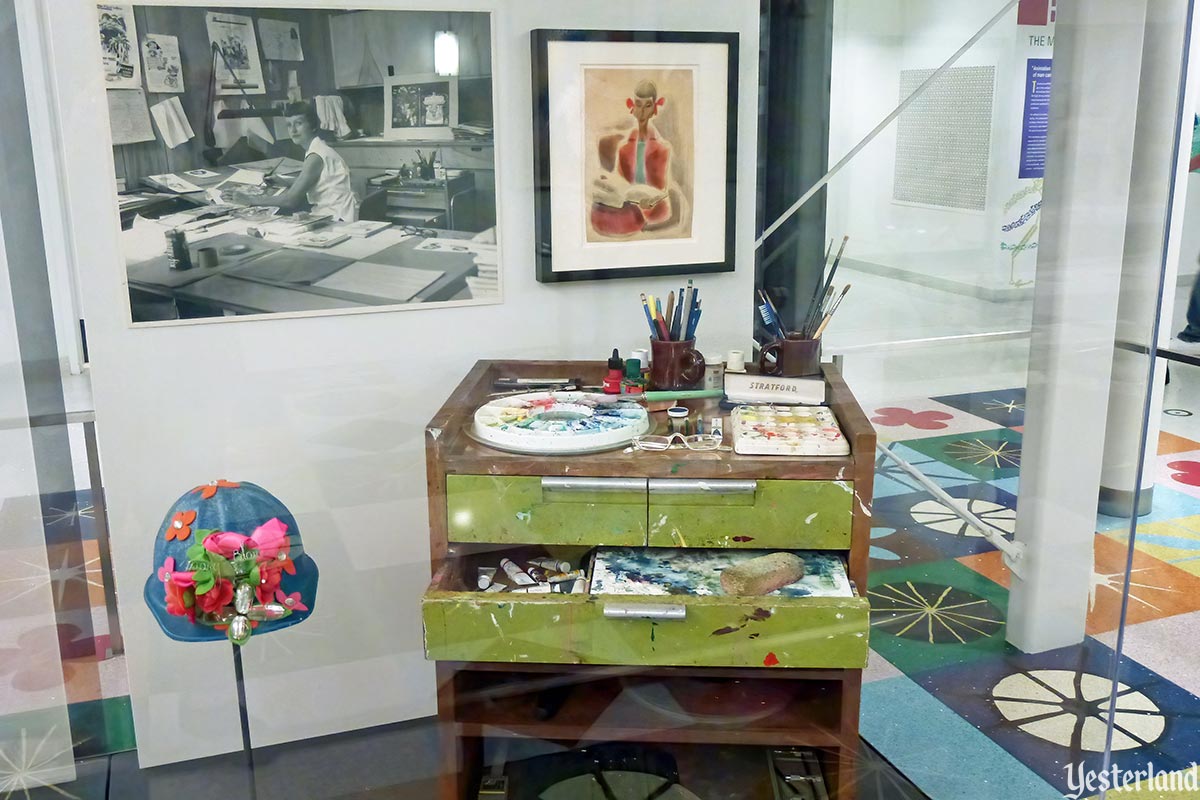 Mary Blair display case at the Walt Disney Family Museum