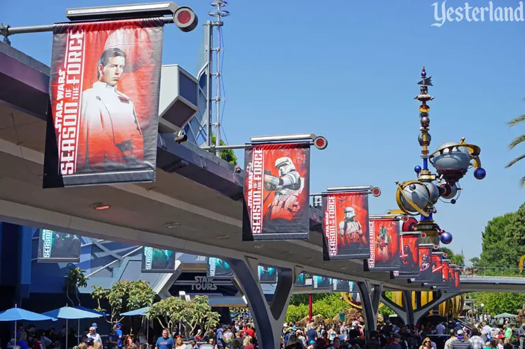 Banners on formRocket Rods, Disneyland