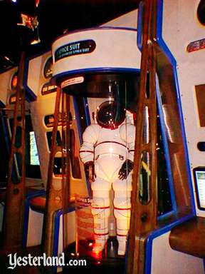 Photo of a prototype AX-5 space suit at the American Space Experience
