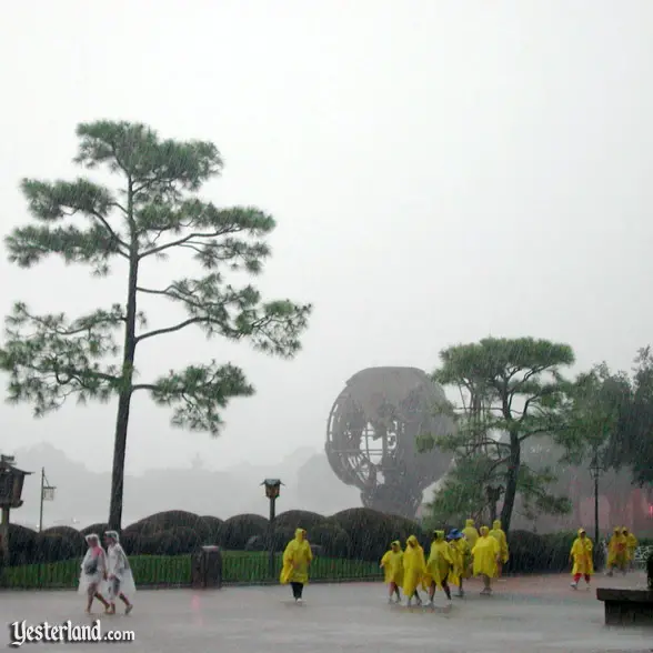 Transparent and yellow ponchos at Epcot, 2003