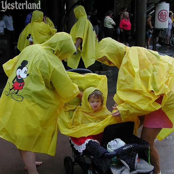 Ponchos for all ages at Epcot, 2003