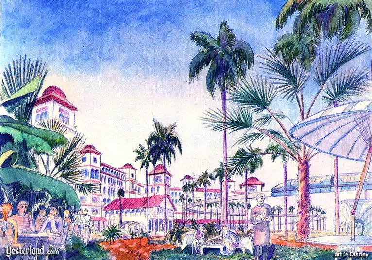 Moorish/Spanish Colonial style Hotel in the Disneyland Resort Plan of 1991